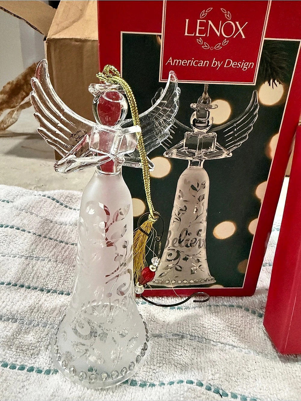 Lenox American by Design Angel and Santa Ornament Set Silver & White